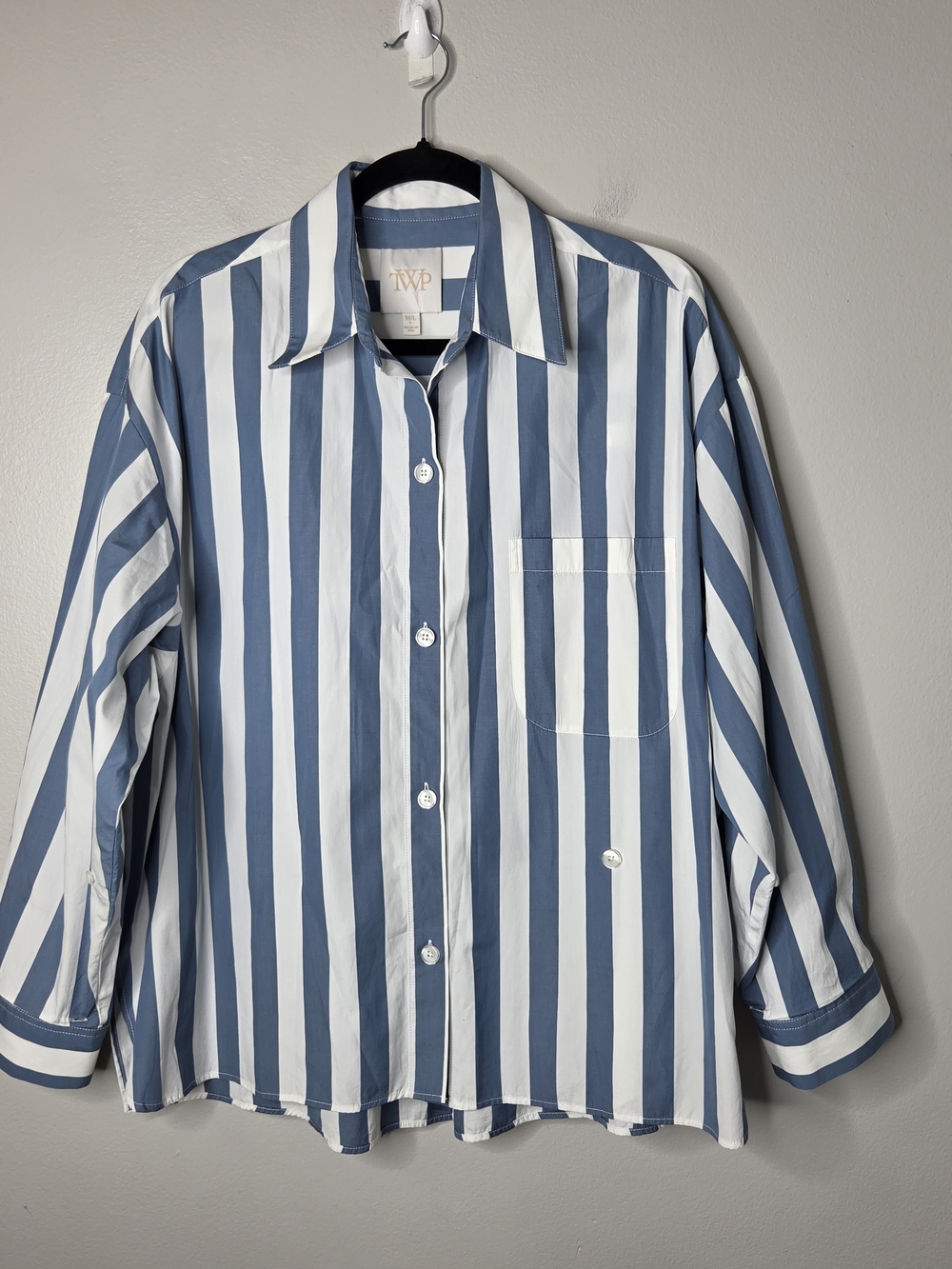 TWP The Earl Assymetrical Button Up Striped Shirt